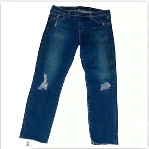 Ag Adriano Goldschmied the stilt crop cigarette crop distressed jeans denim